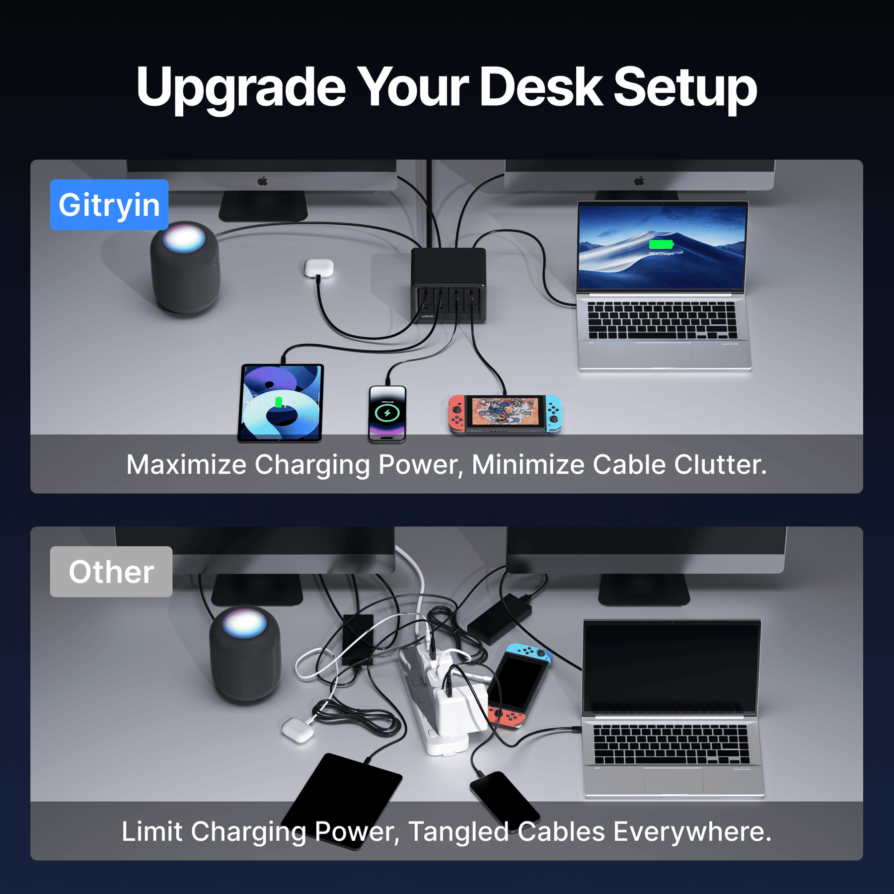 Gitryin Desktop Charging Station 12-in-1 Black