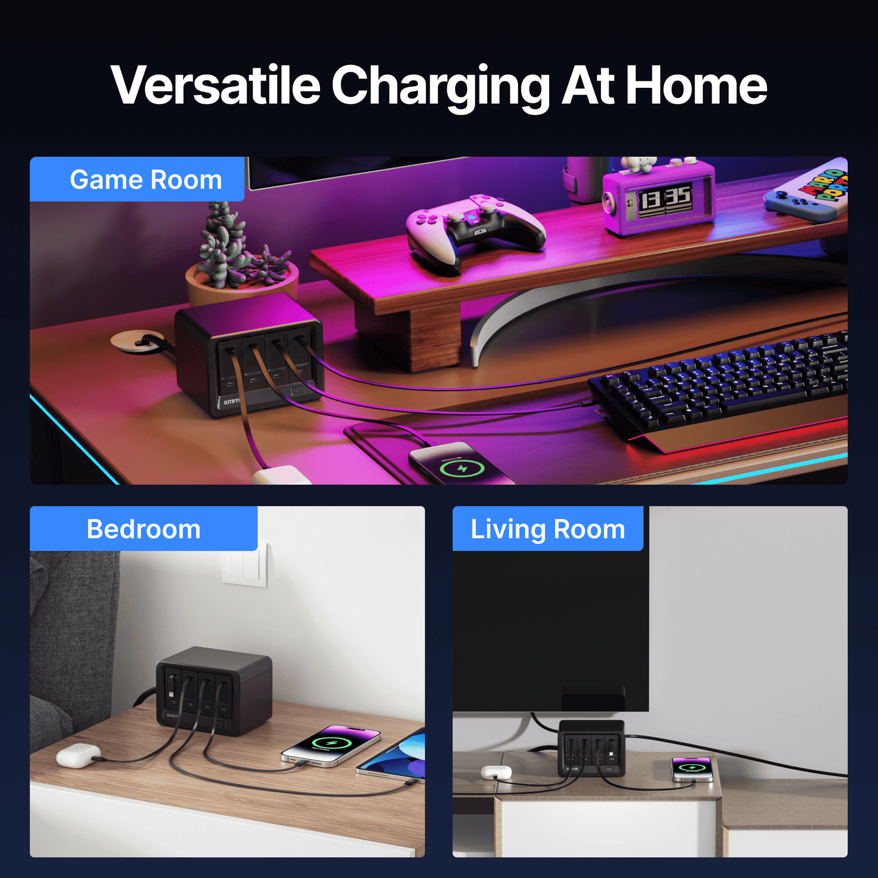 Gitryin Desktop Charging Station 12-in-1 Black