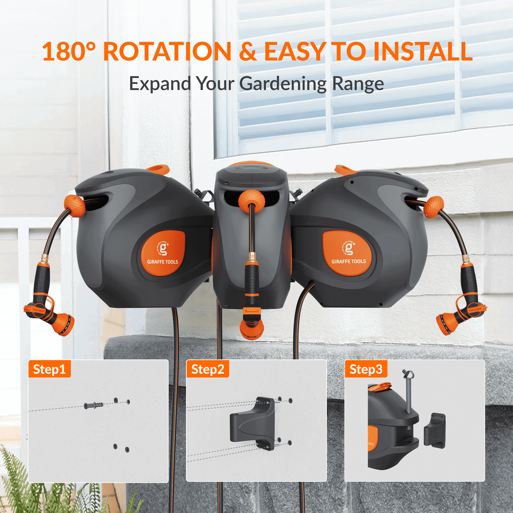 Retractable Garden Hose Reel-1/2in-100ft