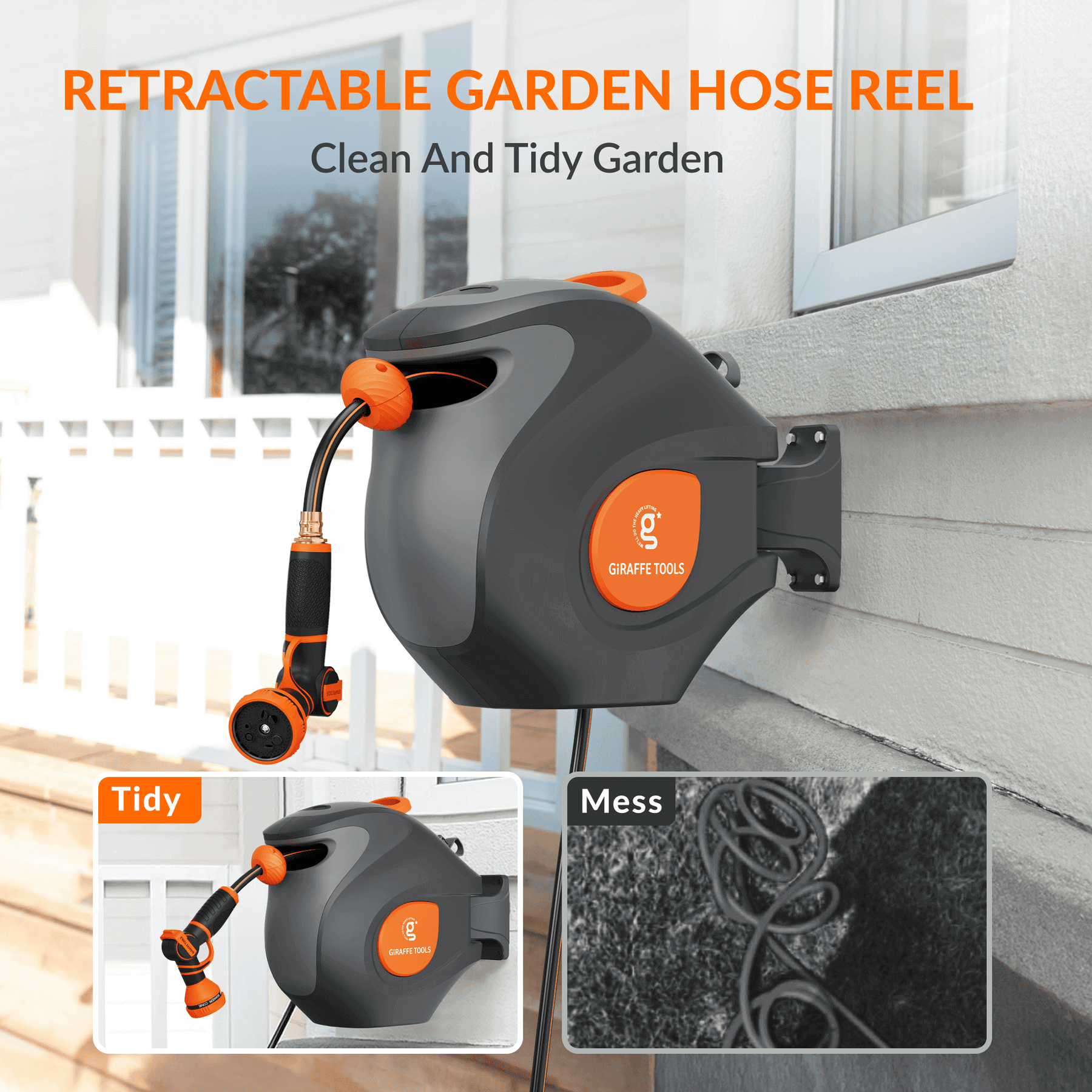 Retractable Garden Hose Reel-1/2in-100ft