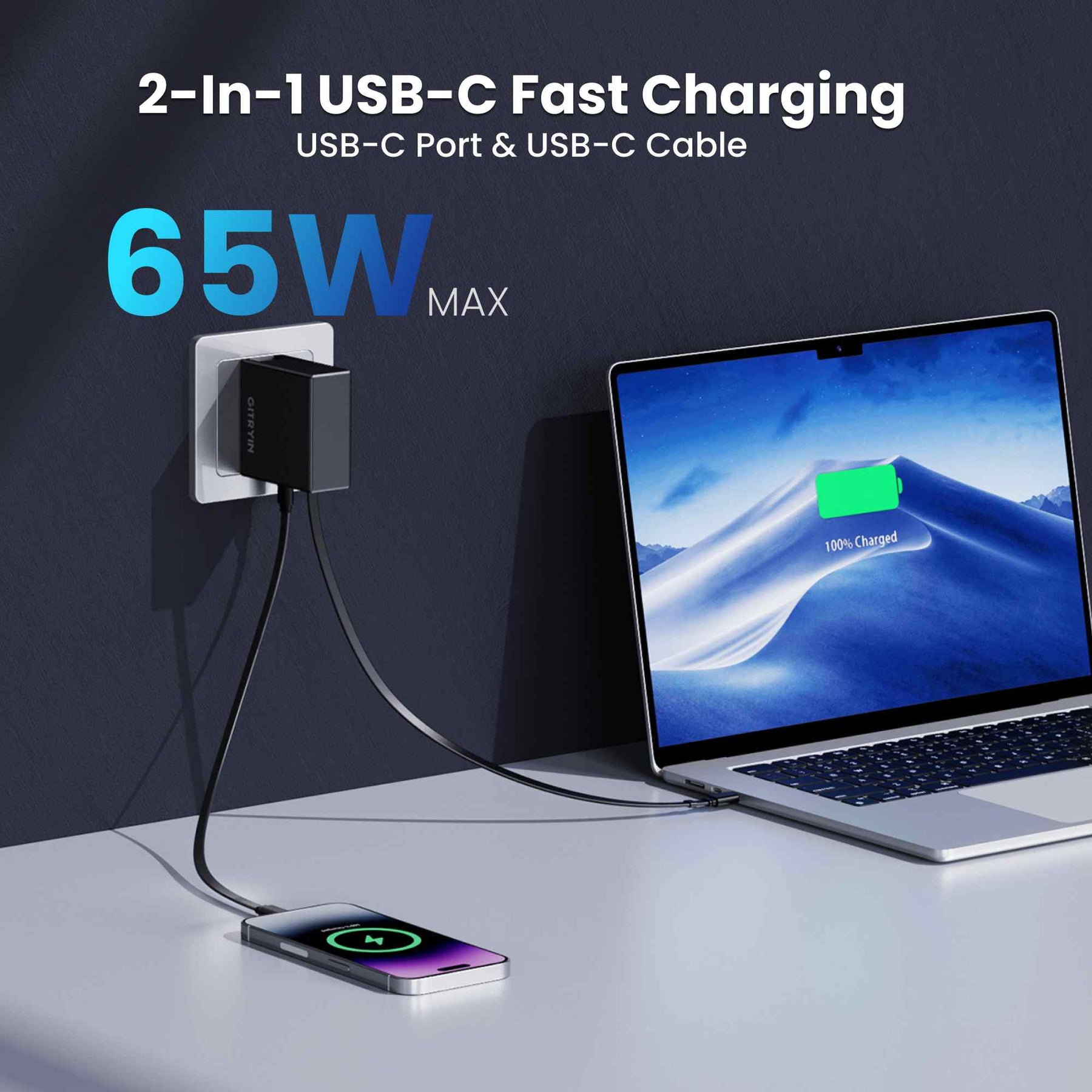 Gitryin Retractable 65W Fast Charger for 3C Devices
