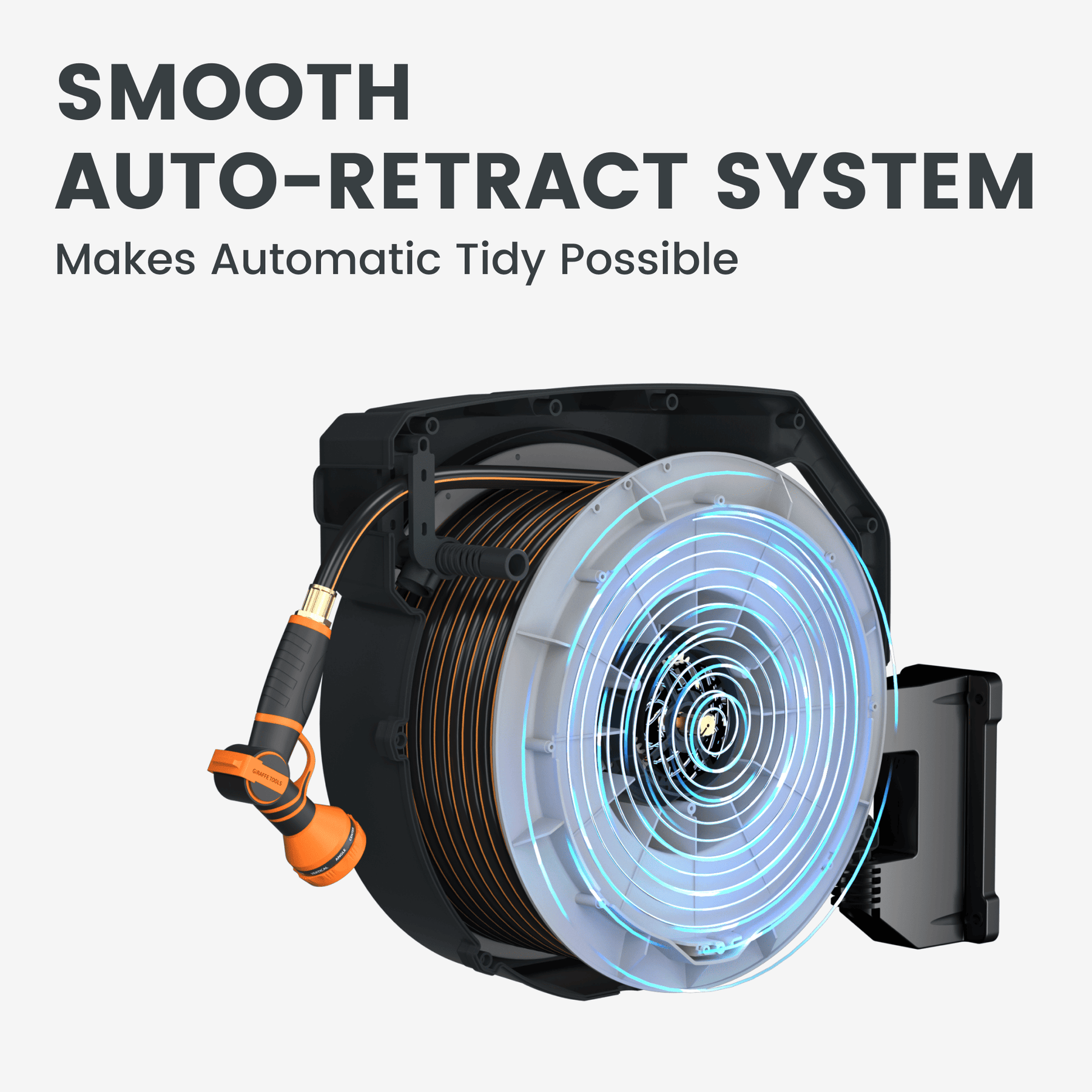 Premium Instant Glide Retractable Garden Hose Reel - Metal Bracket