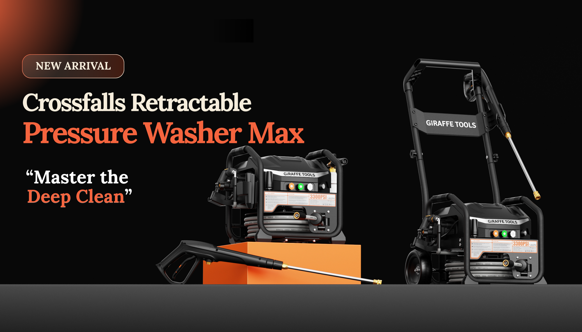 Giraffe Tools Crossfalls Retractable Pressure Washer Max electric pressure washer