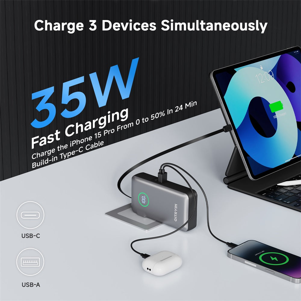 Gitryin Retractable Power Bank for 3C Devices