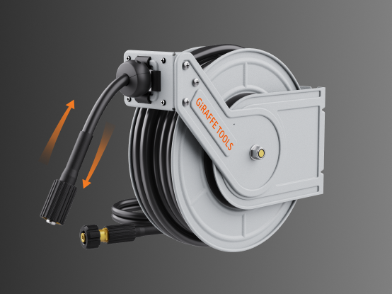 25' Retractable-Retracting 1/4 Fitting Air Hose Reel with Coupler And Plug