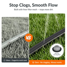 Giraffe Tools Ground-Mounted Retractable Irrigation Hose Reel-5/8 in-79ft Features an anti-clog filter mesh for smoother water flow and reliable irrigation.