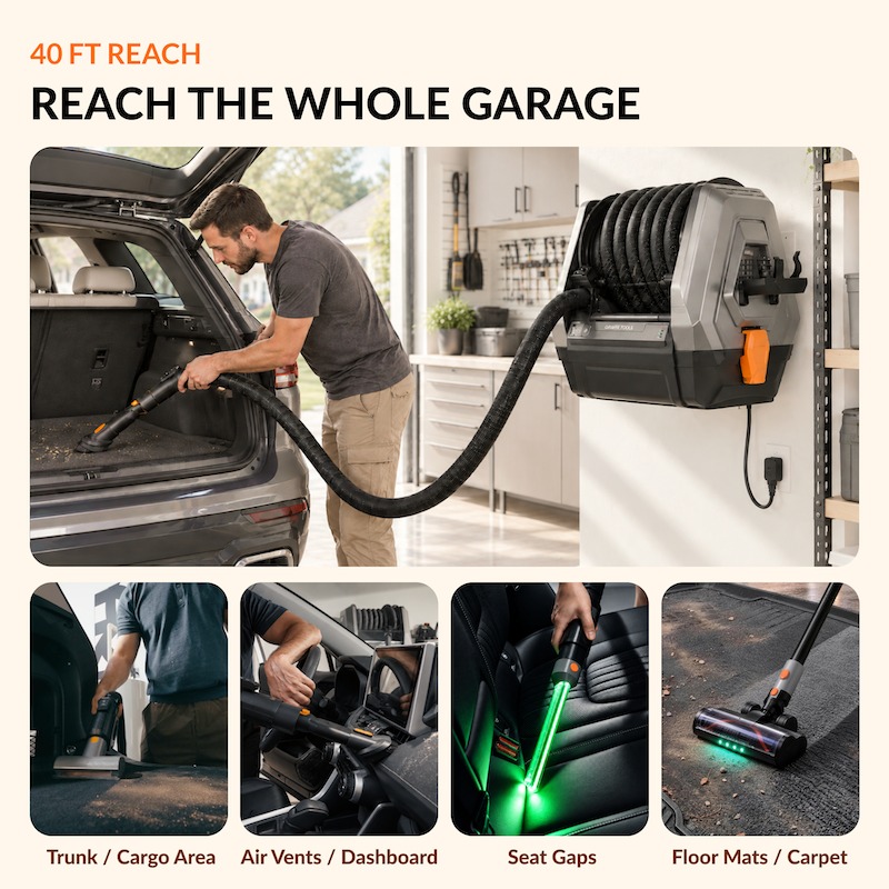 Giraffe Tools GrandFlux Retractable Vacuum Cleaner Features 
