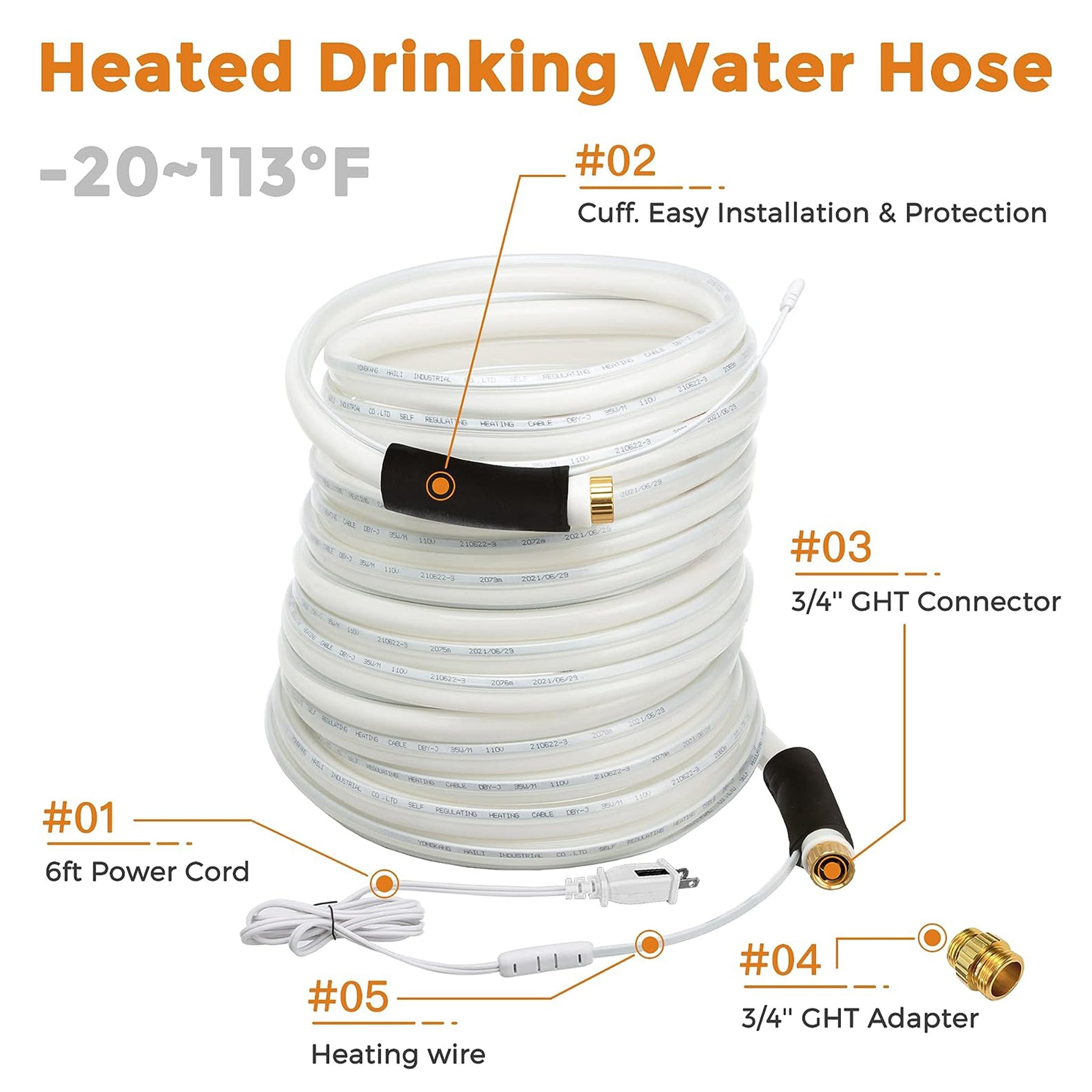 Heated  Water Hose 15ft-50ft