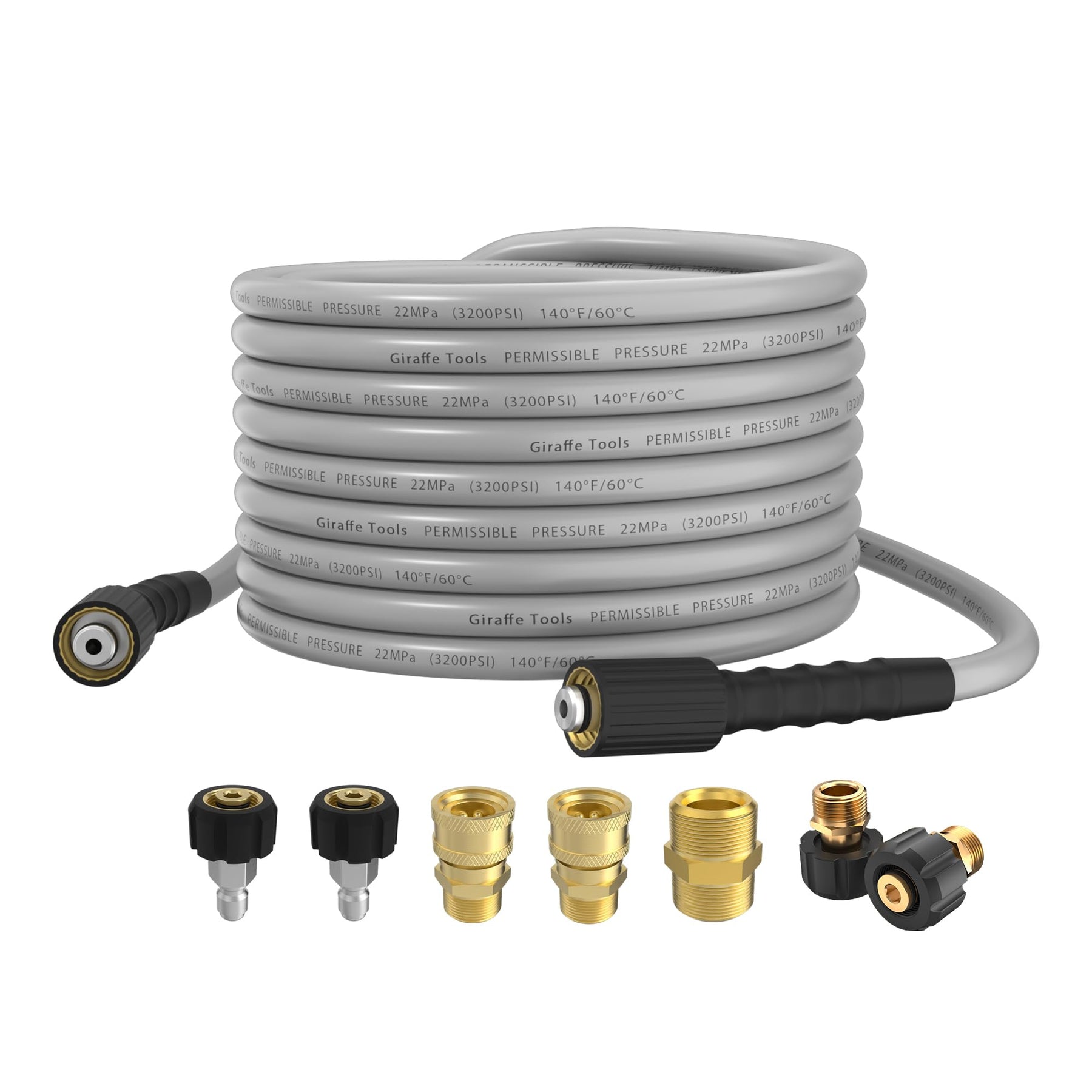 25ft Coiled Air Compressor Hose with Brass Fittings UK