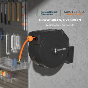 thumbnail image 2 of Giraffe Tools Retractable Air Hose Reel - 50 Ft Hybrid Hose With Wall Mount Bracket 2 of 6