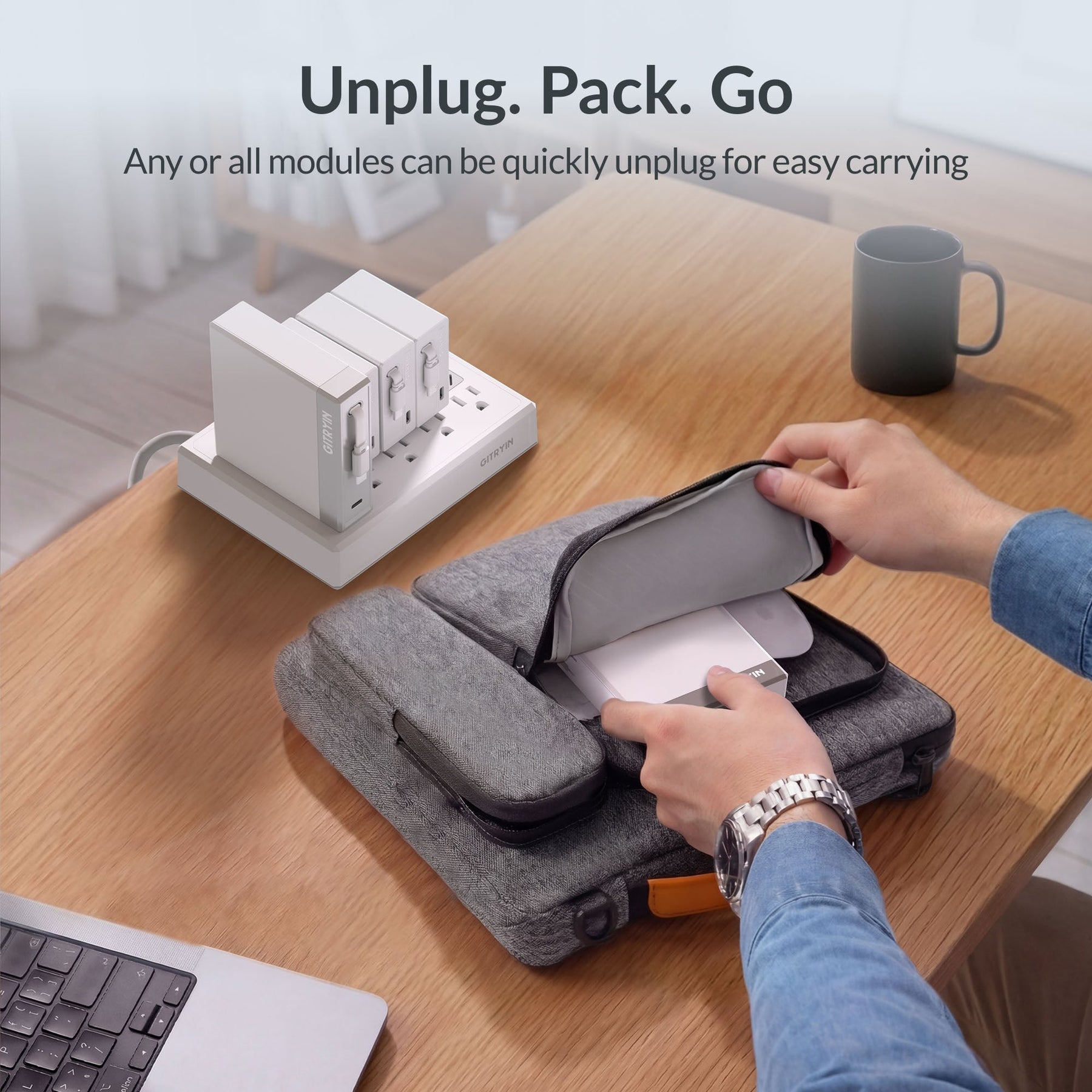 GITRYIN Modular Charging Station with Smart Cooling Fan White Features