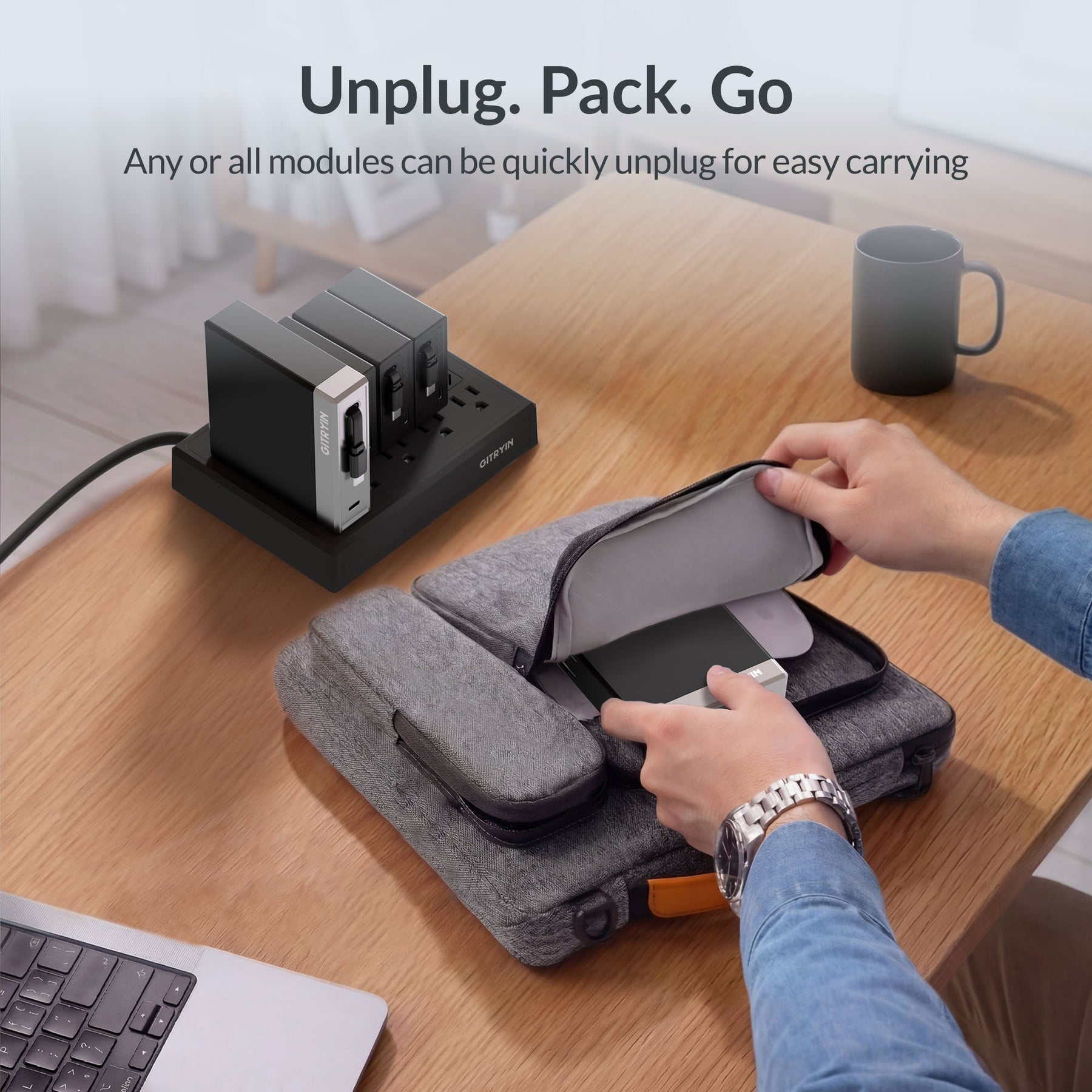 GITRYIN Modular Charging Station with Smart Cooling Fan Black Features