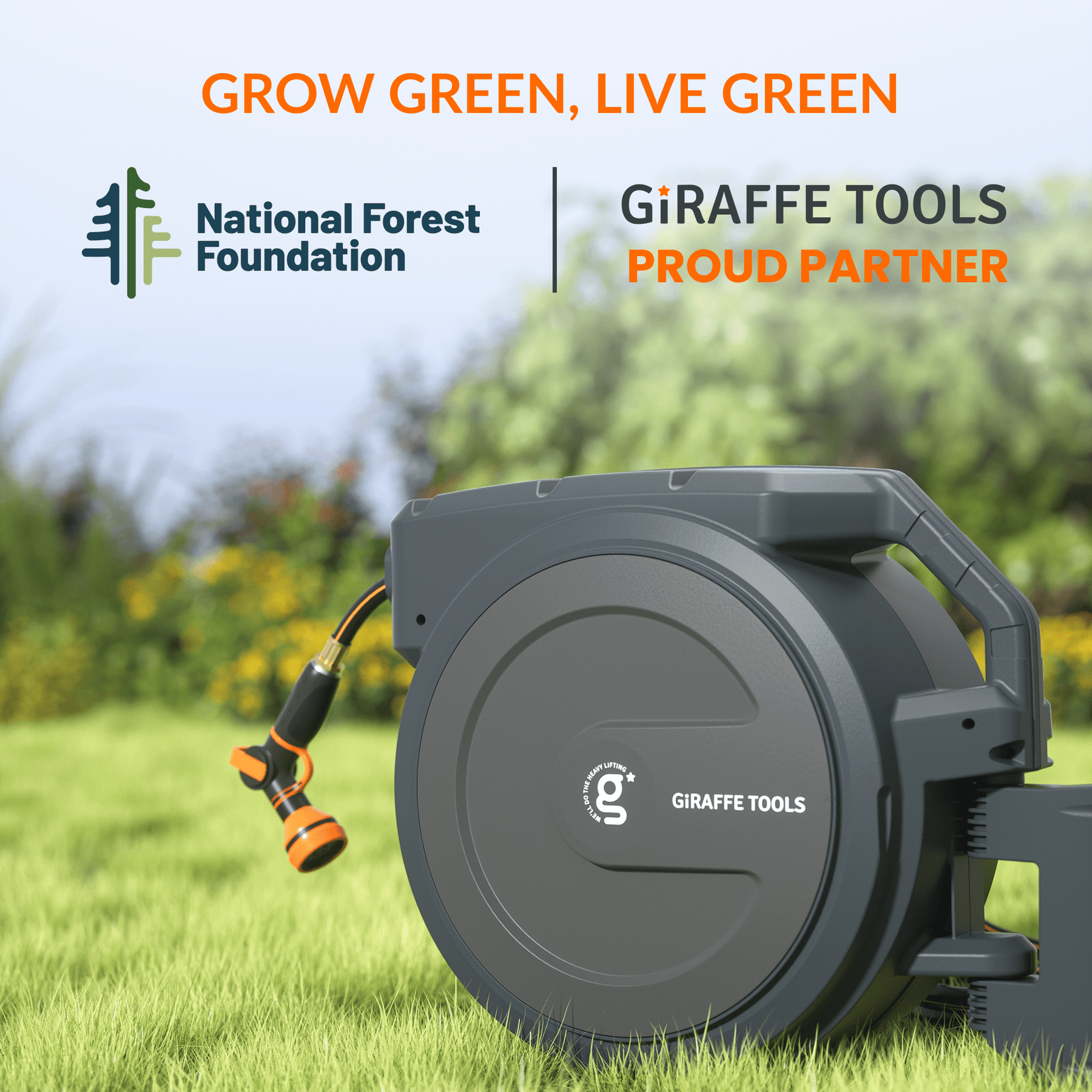Giraffe Tools Retractable Air Hose Reel 3/8 x 50 ft Hybrid Hose for Air  Compressor and AW405/8MB Retractable Garden Hose Reel 5/8 x 90 ft Metal