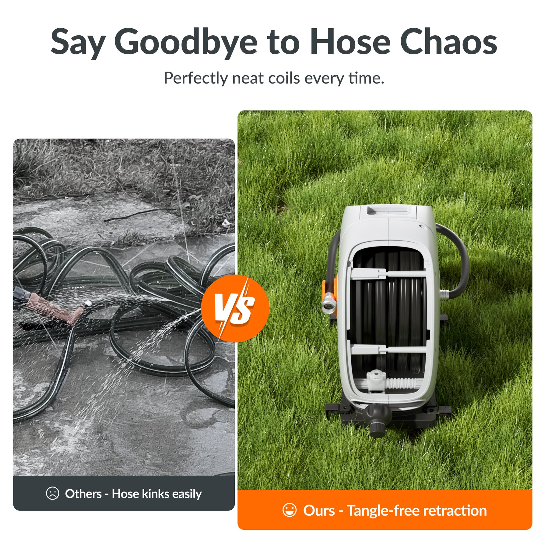 Giraffe Tools Ground-Mounted Retractable Irrigation Hose Reel-5/8 in-79ft Features tangle-free retraction for neat hose storage without hose chaos.