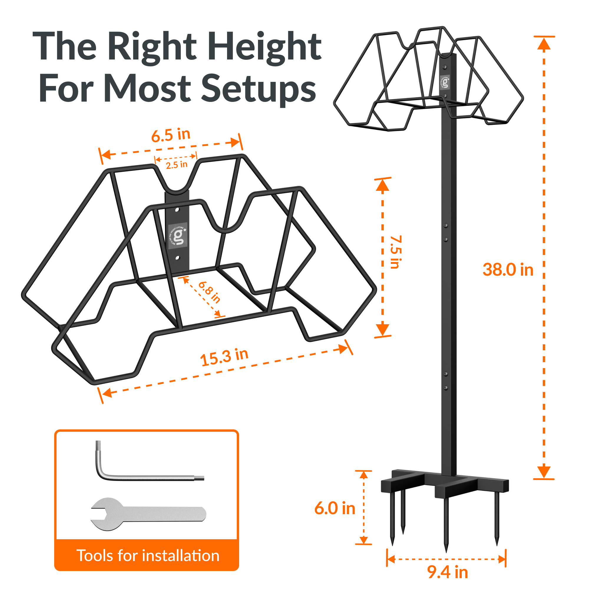 Giraffe Tools Garden Hose Holder Features the right height and included installation tools for most garden hose setups.