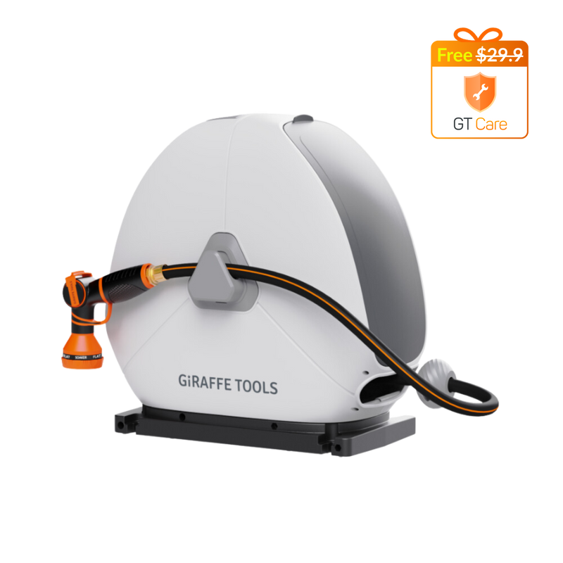 Giraffe Tools Garden Retractable Hose Reel 1/2 in. - 155 ft., Wall Mounted, Dark Grey at Tractor Giraffe Tools Garden Retractable Hose Reel 1/2 in. - 155 ft., Wall Mounted, Dark Grey at Tractor