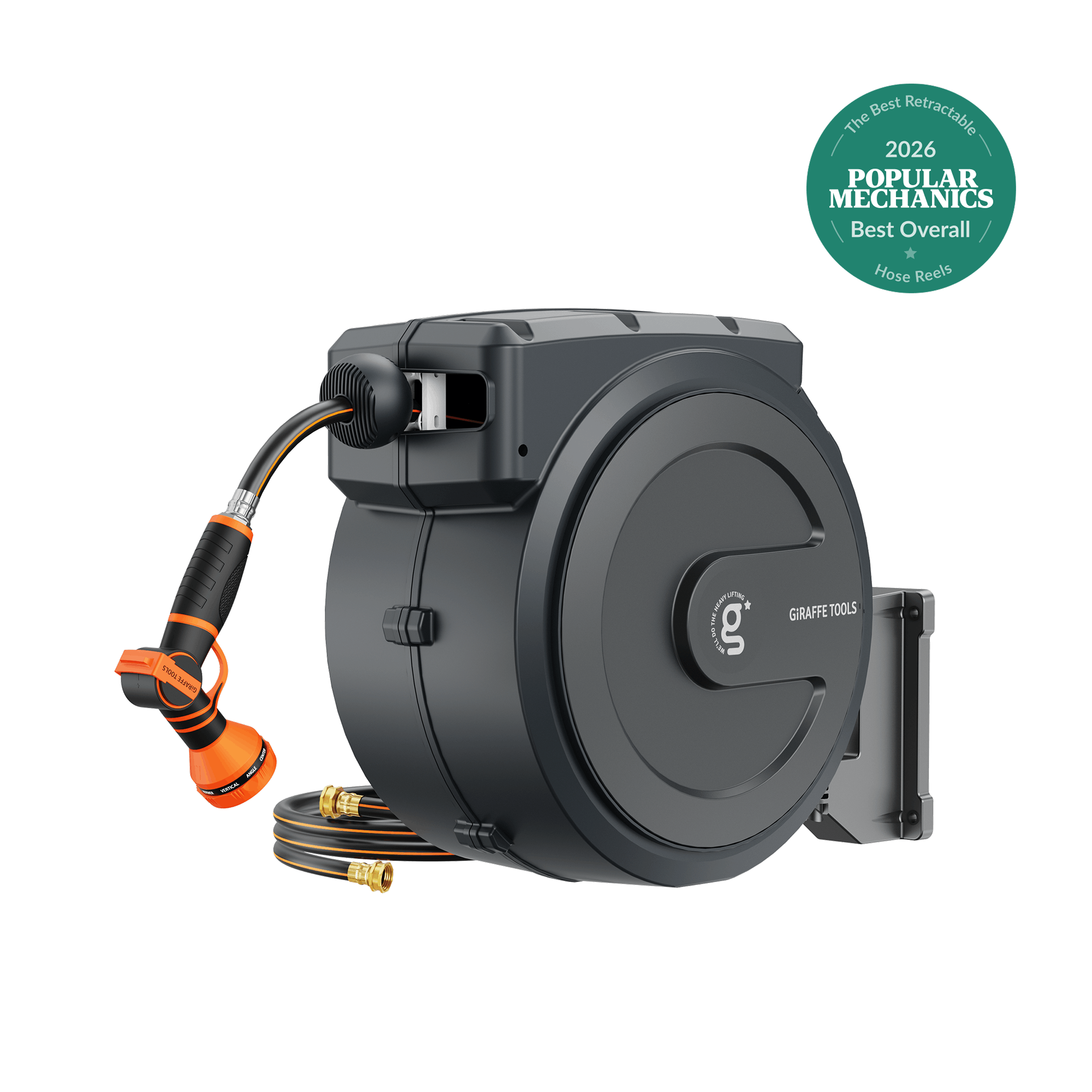 Retractable Garden Hose Reel-5/8in-90ft-Metal Bracket Features