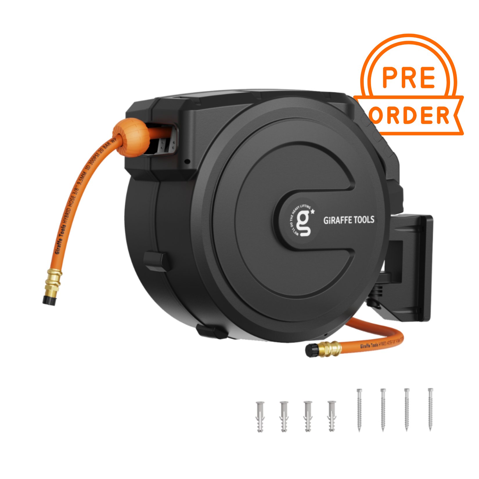 Retractable Air Hose Reel-PP Housing-3/8in-50ft