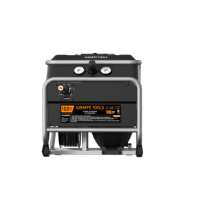 Front view of the Giraffe Tools FlexReel retractable air compressor