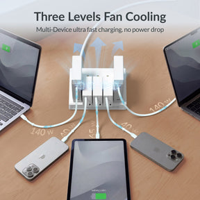 GITRYIN Modular Charging Station with Smart Cooling Fan White Features