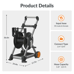 Garden Hose Reel Cart with Tool Tray