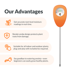 Soil moisture meter with probe for measuring soil water levels