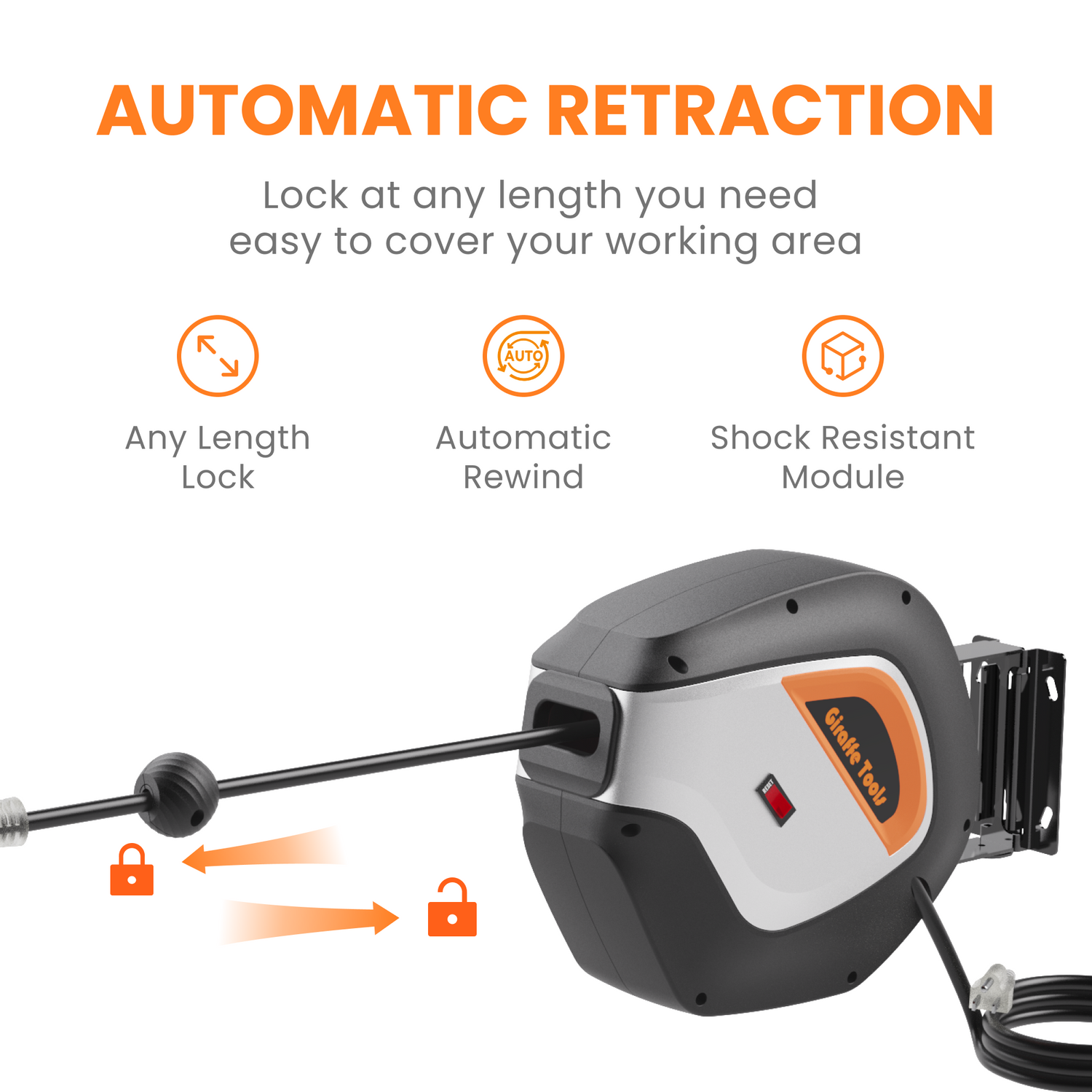 Retractable Extension Cord Reel | Giraffe Tools