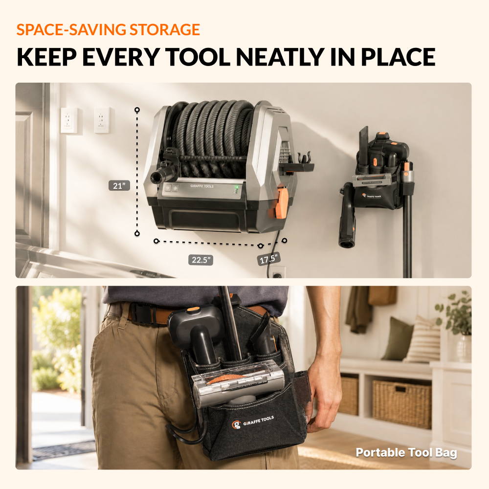 Giraffe Tools GrandFlux Retractable Vacuum Cleaner Features 