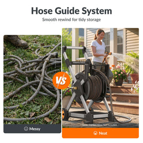 Garden Hose Reel Cart with Tool Tray