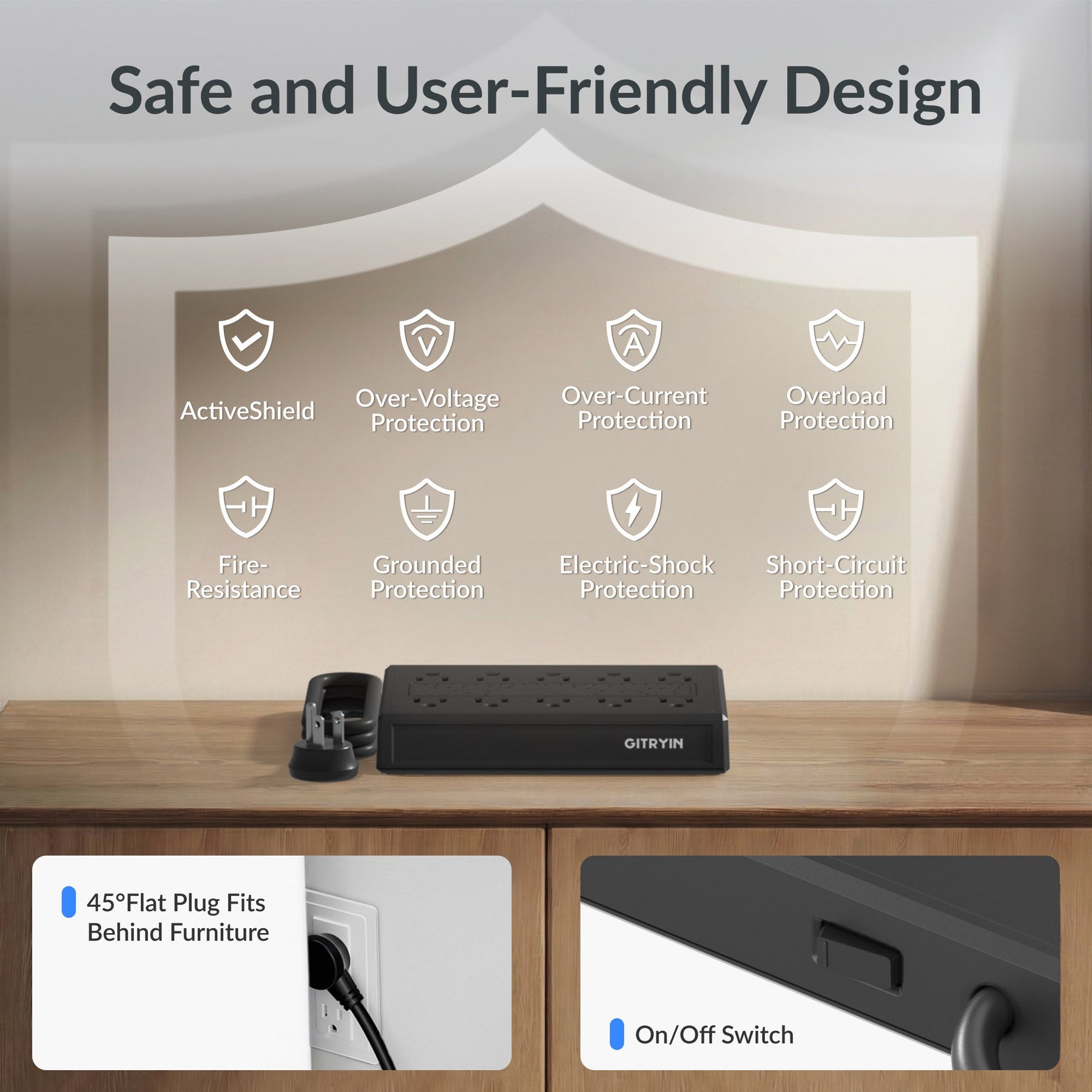 GITRYIN Modular Charging Station with Smart Cooling Fan Black Features