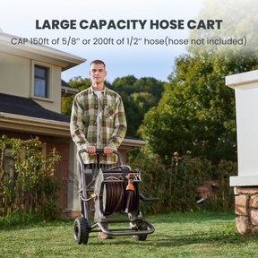 Garden Hose Reel Cart-2 Wheels-Metal-Heavy Duty