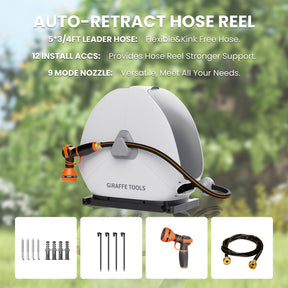 Ground-Mounted Retractable Hose Reel-1/2in-82ft