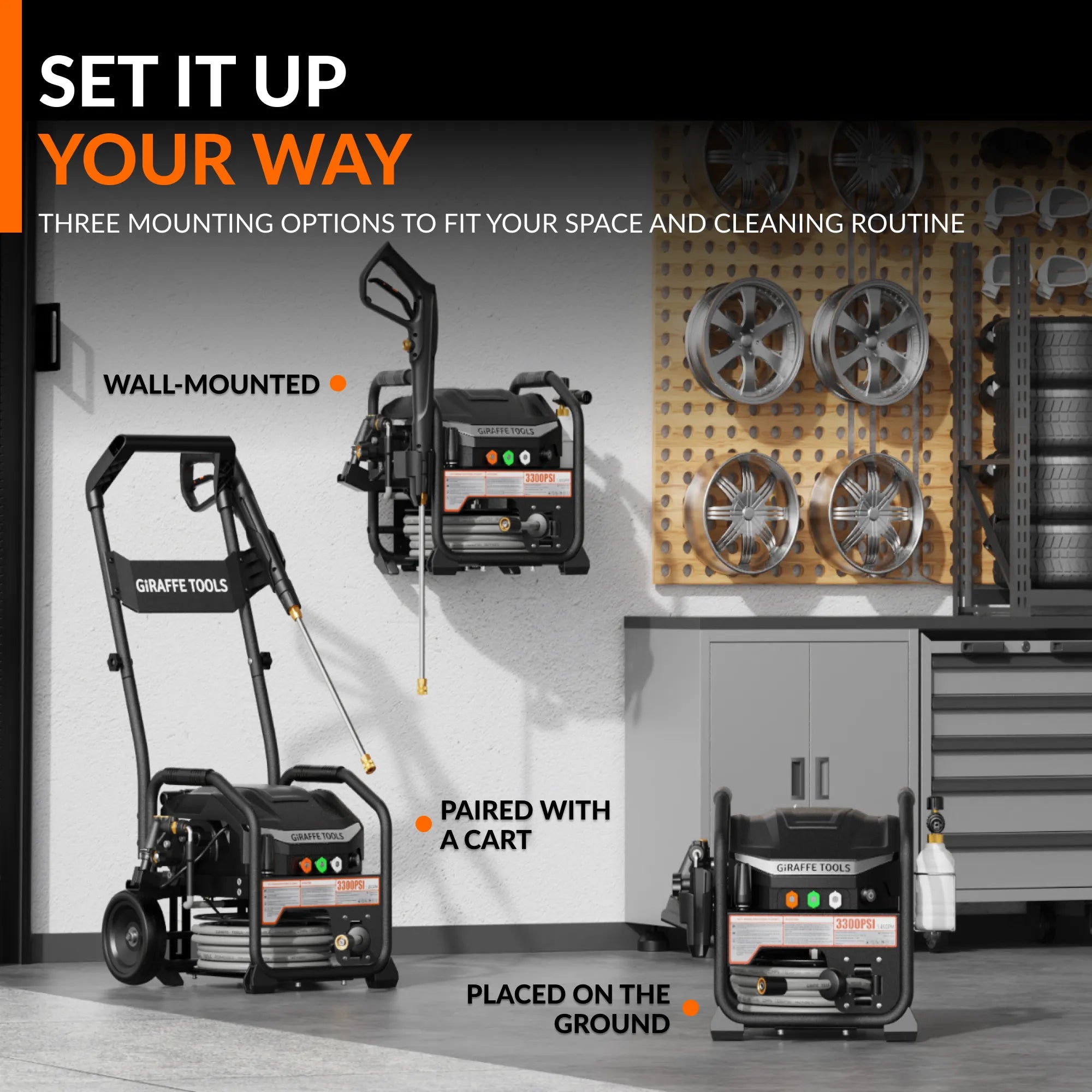Giraffe Tools Pressure Washer Max Three Mounting Options Features
