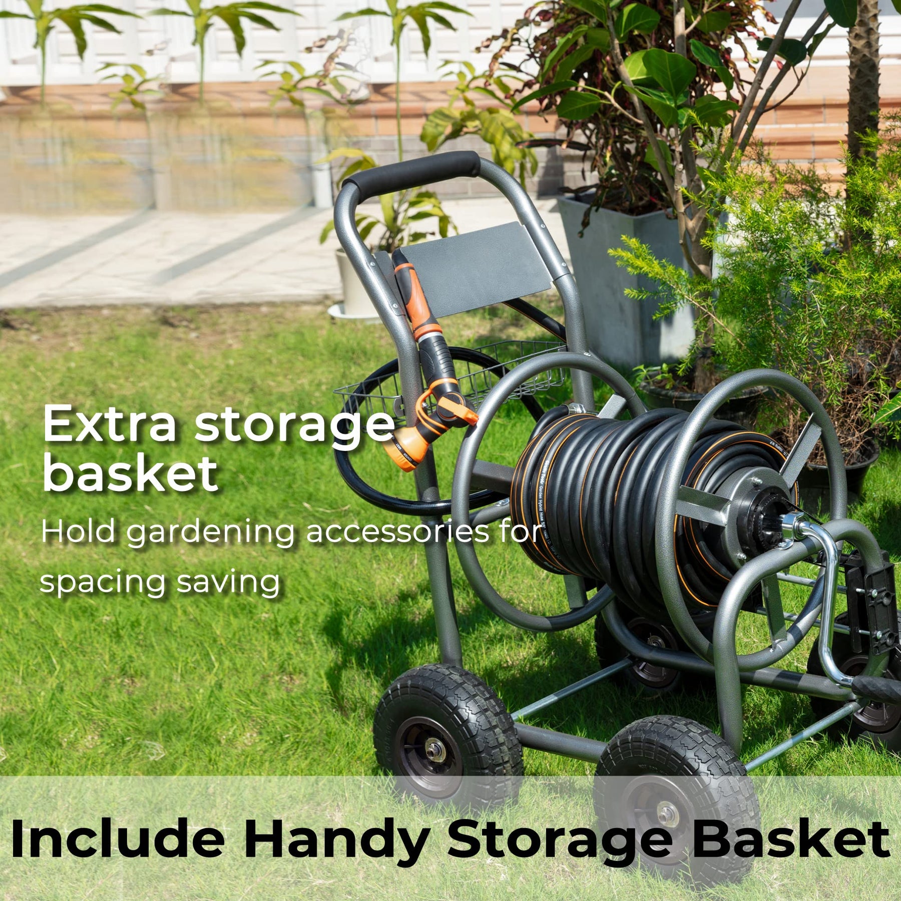 Garden Water Hose Reel Cart Tools with Wheels Garden Qatar