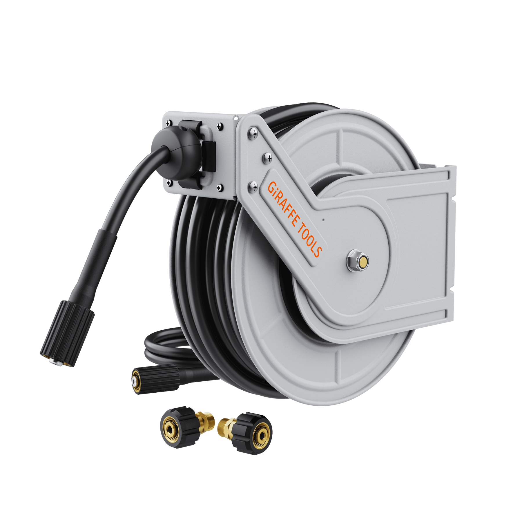 Giraffe Tools Retractable Pressure Washer Hose Reel, Wall Mount Pressure  Washer Reel with 1/4 x 65 ft Pressure Hose, Heavy Duty Steel Power Washer  Reel, 3200PSI, 2 * M22-15mm Connectors : 