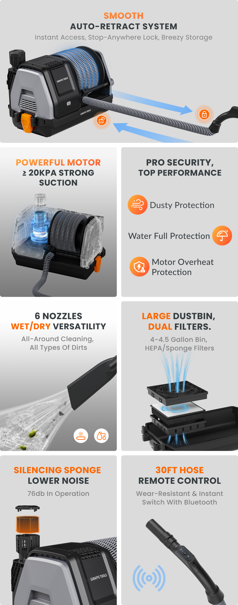 Retractable Vacuum Cleaner Giraffe Tools