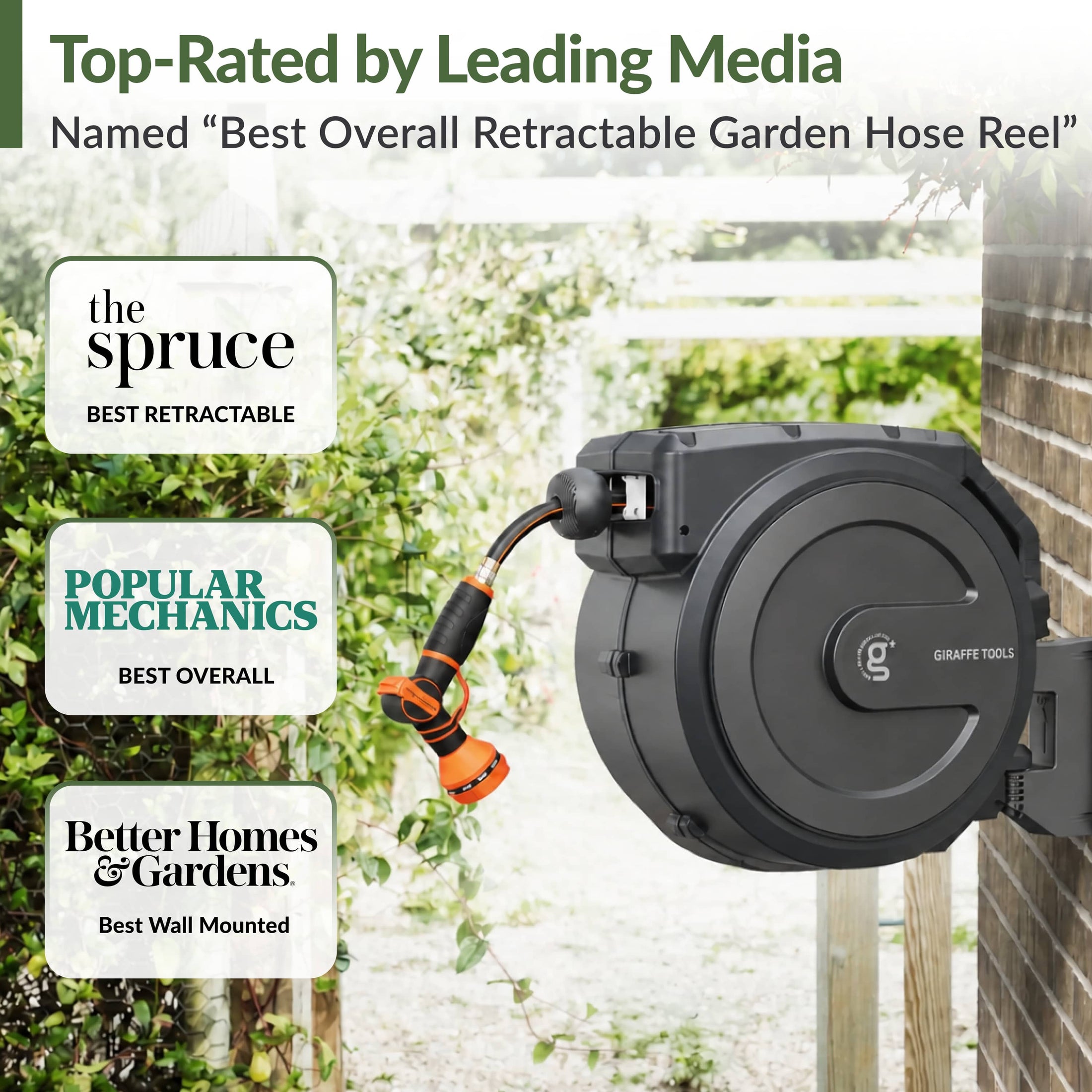 Giraffe Tools Retractable Garden Hose Reel-1/2in-130ft Features top-rated media recognition