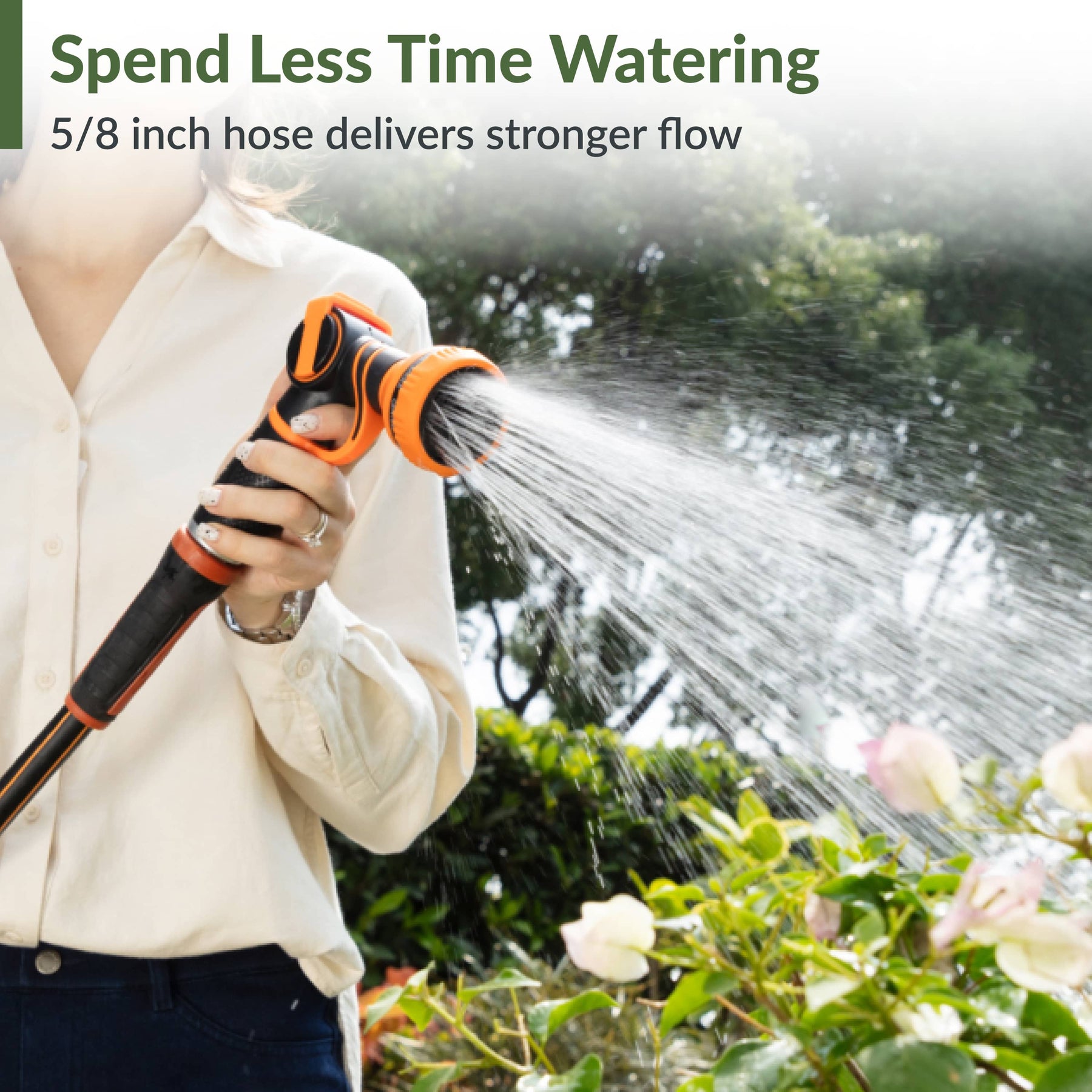 Giraffe Tools 5/8in garden hose reel delivers stronger water flow for lawn and garden watering.