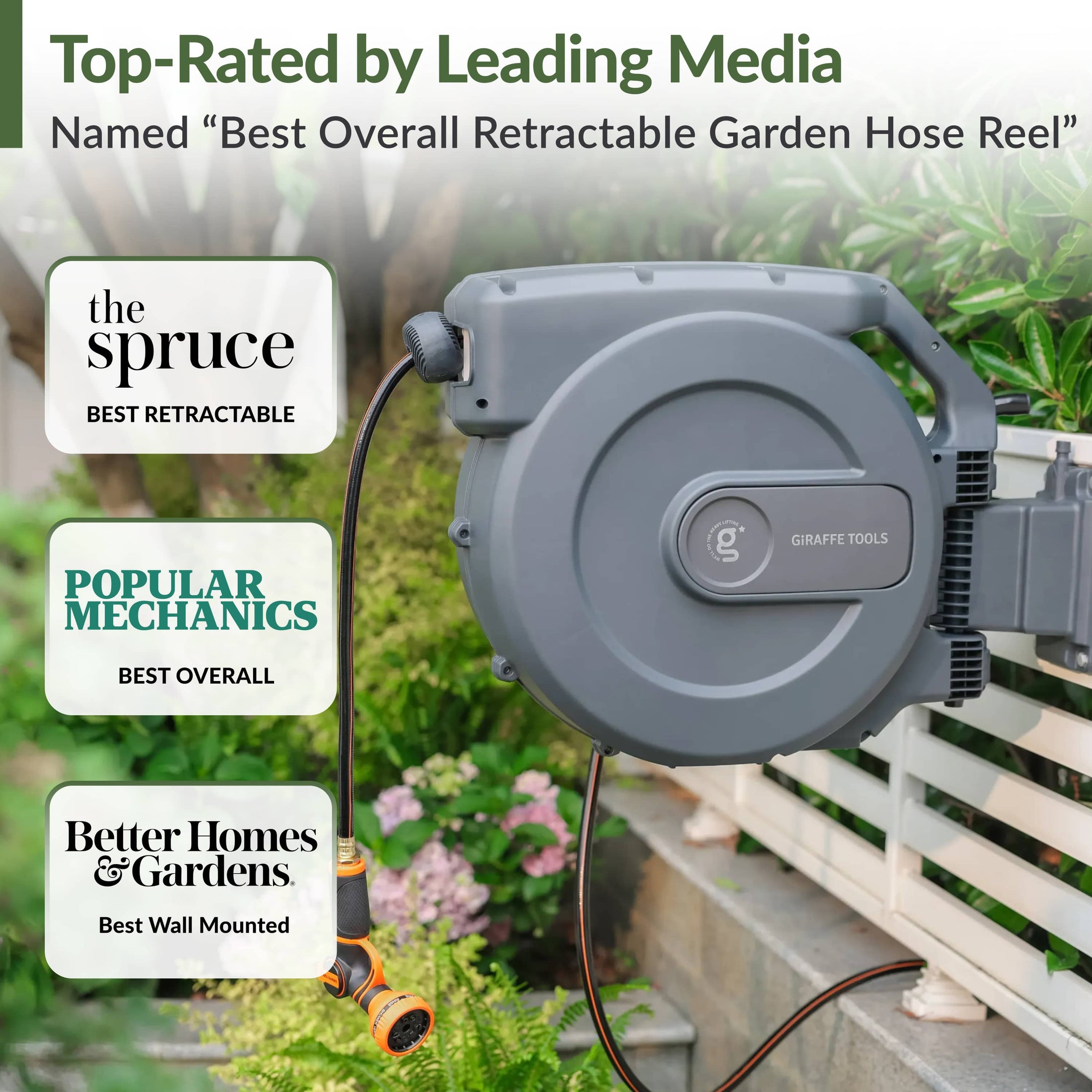 Giraffe Tools Retractable Garden Hose Reel-1/2in-155ft Features top-rated media recognition