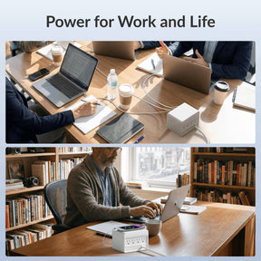 Gitryin Desktop Charging Station 12-in-1 (65WCombo) Features showing the black modelpowering devices in meetings and home offices