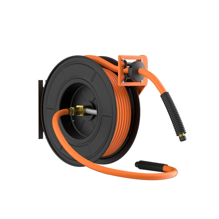 Tacklife Air Hose Reel, 3/8 Inch×50 Ft Auto Retractable Hose Reel with  Mounting Base-QG01A